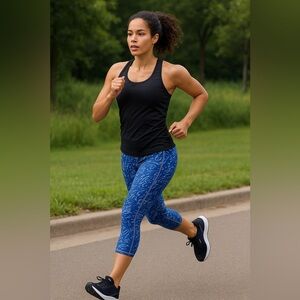 Athleta Blue Abstract Print Capri Leggings | Size M